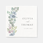 Serviette En Papier Modern Dusty Blue Floral Floral Wedding (Devant)