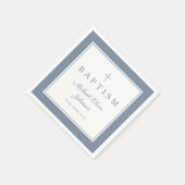 Serviette En Papier Modern Dusty Blue Religius Cross Boy Baptism (Coin)