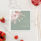 Serviette En Papier Modern Dusty Rose Blush & Sage Wedding (En situation)