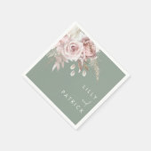 Serviette En Papier Modern Dusty Rose Blush & Sage Wedding (Coin)
