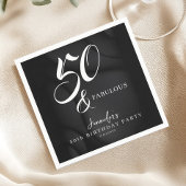 Serviette En Papier Modern Elegant Black White Fifty Fabulous Birthday