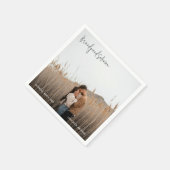 Serviette En Papier Modern Elegant Photo Wedding (Coin)