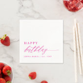 Serviette En Papier Modern Elegant Simple Pink Happy Birthday (En situation)