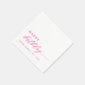Serviette En Papier Modern Elegant Simple Pink Happy Birthday (Coin)