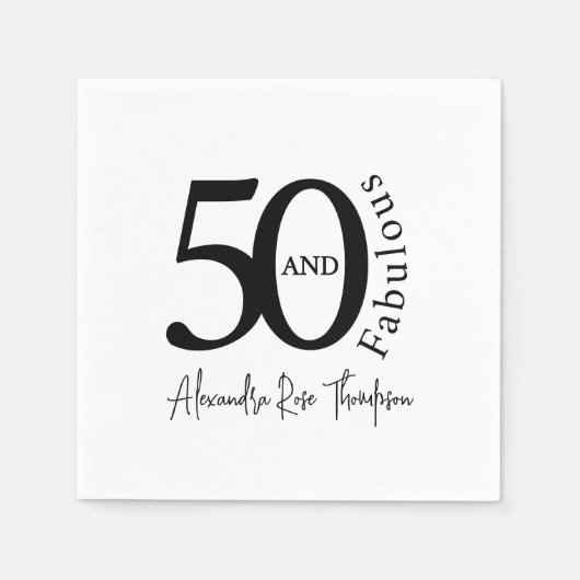 Serviette En Papier Modern Fifty and Fabulous 50th Birthday Party (Devant)