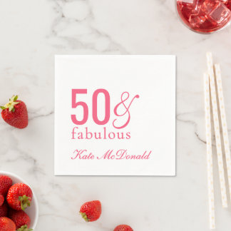 Serviette En Papier Modern Fifty and Fabulous Bold 50th Birthday Party