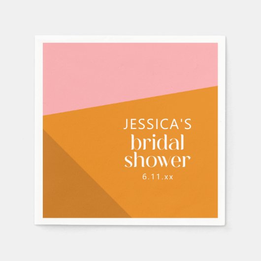 Serviette En Papier Modern Geometric Pink Orange Custom Bridal Shower  (Devant)