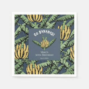Serviette En Papier Modern Go Bananes Marine Bleu Jaune Banane Feuille