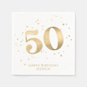 Serviette En Papier Modern Gold Glitter 50th Fifty Birthday (Devant)