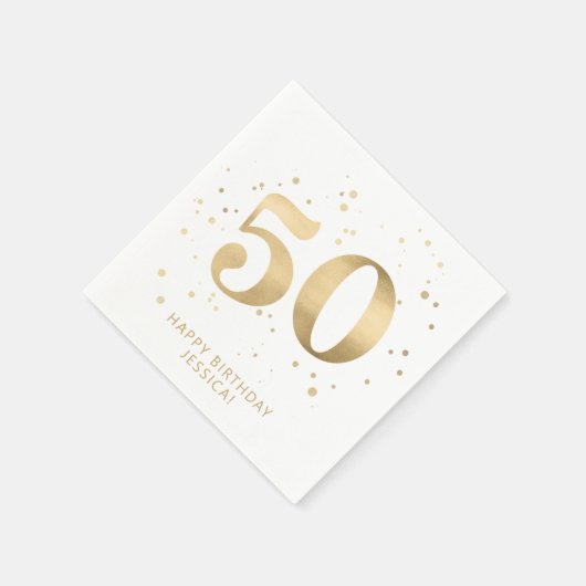 Serviette En Papier Modern Gold Glitter 50th Fifty Birthday (Coin)