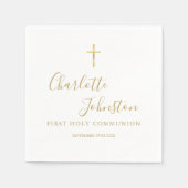 Serviette En Papier Modern Golden Signature First Holy Communion (Devant)