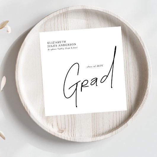 Serviette En Papier Modern Grad Script Typography Graduation