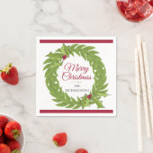Serviette En Papier Modern Green Wreath Merry Christmas Personalized (En situation)
