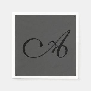 Serviette En Papier Modern Grey Simple Monogramme Ajouter Votre Nom In