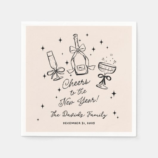 Serviette En Papier Modern Hand Drawn New Year's Eve Party (Devant)