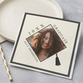 Serviette En Papier Modern Ivory Graduation Cap Photo