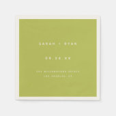 Serviette En Papier Modern Lime Green Custom Wedding Names (Devant)