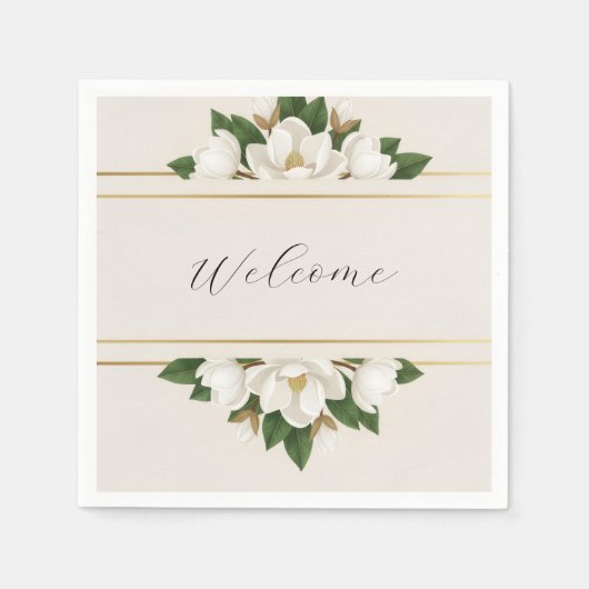 Serviette En Papier Modern Luxe White Magnolia Wedding (Devant)