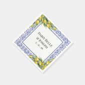 Serviette En Papier Modern Mediterranean Lemon Blue Mosaic Wedding (Coin)