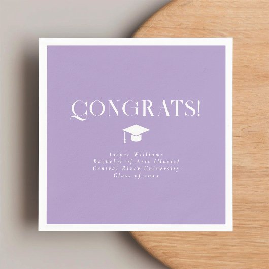 Serviette En Papier Modern Minimal Chic Graduation Party Lavender