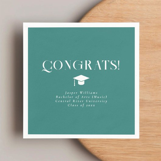 Serviette En Papier Modern Minimal Chic Graduation Party Teal