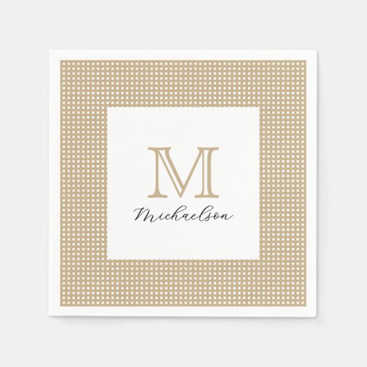 Serviette En Papier Modern Minimal Gold Elegant Monogram (Devant)