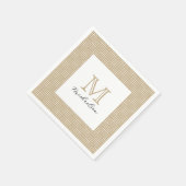 Serviette En Papier Modern Minimal Gold Elegant Monogram (Coin)