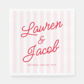 Serviette En Papier Modern Minimal Minimalist Red Pink Stripes Wedding (Devant)