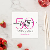 Serviette En Papier Modern Minimal Pink Fifty Fabulous Script Birthday (En situation)