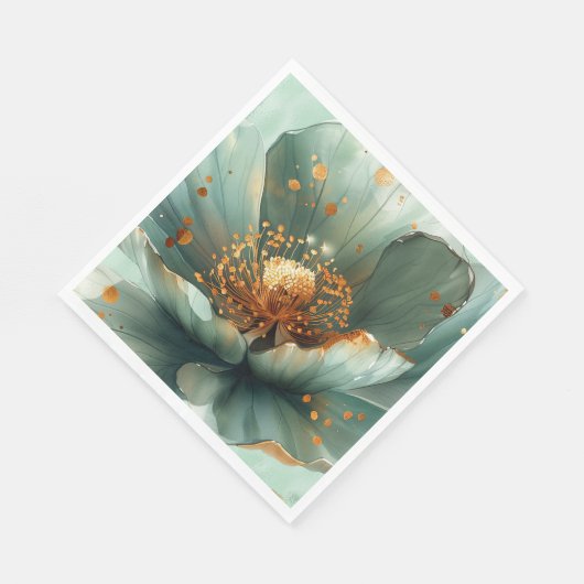 Serviette En Papier Modern Minimalis Emerald and White Wedding Napkins (Coin)