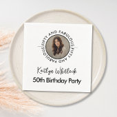 Serviette En Papier Modern Minimalist Black White Fifty and Fabulous