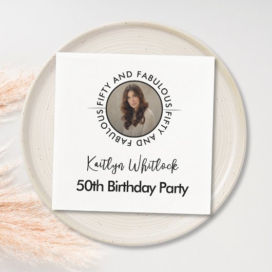 Serviette En Papier Modern Minimalist Black White Fifty and Fabulous