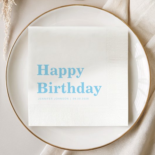 Serviette En Papier Modern Minimalist Blue Birthday
