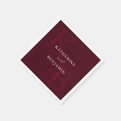 Serviette En Papier Modern Minimalist Burgundy Monogram Wedding (Coin)
