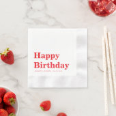 Serviette En Papier Modern Minimalist Red Birthday (En situation)