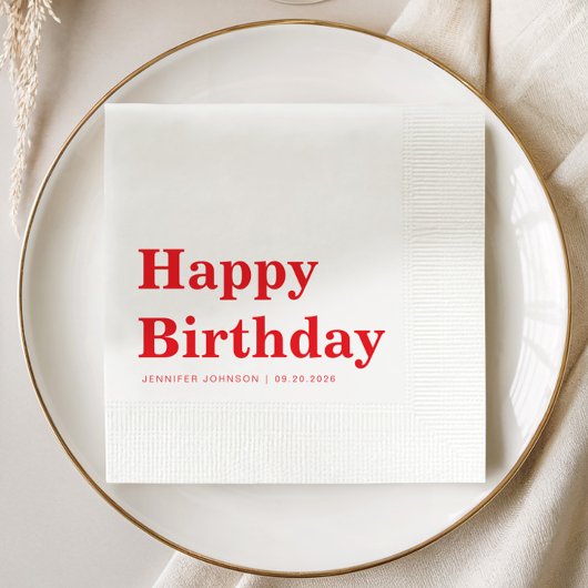 Serviette En Papier Modern Minimalist Red Birthday
