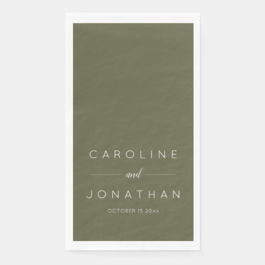 Serviette En Papier Modern Minimalist Script Olive Moss Custom Wedding (Devant)