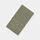 Serviette En Papier Modern Minimalist Script Olive Moss Custom Wedding (Coin)