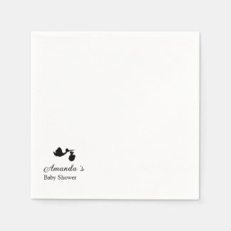 Serviette En Papier Modern & Minimalist Stork Silhouette Baby Shower