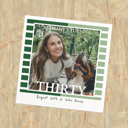 Serviette En Papier Modern Minimalist Striped 30th Birthday Photo