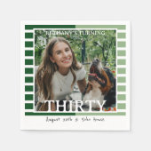 Serviette En Papier Modern Minimalist Striped 30th Birthday Photo (Devant)