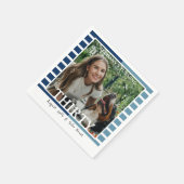 Serviette En Papier Modern Minimalist Striped 30th Birthday Photo (Coin)