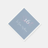 Serviette En Papier Modern Minimalist Sweet 16th Pink Blue (Coin)