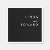 Serviette En Papier Modern Minimalist Traditional  Black Wedding (Devant)