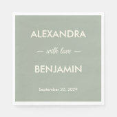 Serviette En Papier Modern Minimalist Wedding | Sage Green Timeless  (Devant)