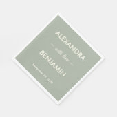 Serviette En Papier Modern Minimalist Wedding | Sage Green Timeless  (Coin)