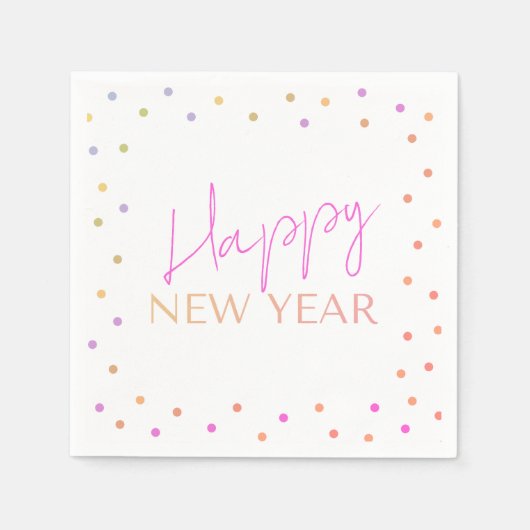 Serviette En Papier Modern Multicolor Dots Happy New Year  (Devant)