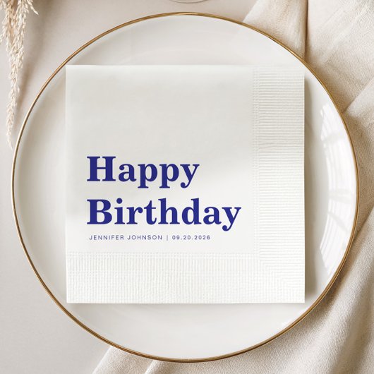 Serviette En Papier Modern Navy Blue Birthday