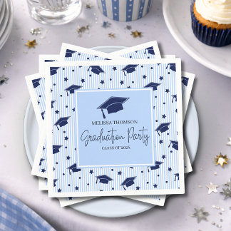Serviette En Papier Modern Navy Blue Graduation Celebration Party 