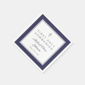 Serviette En Papier Modern Navy Blue Religious Boy First Communion (Coin)